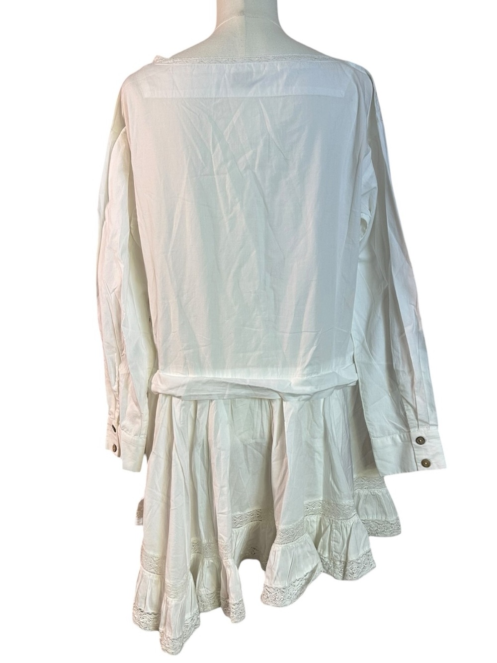 Free People Dainty Ethereal Cottage La Bamba Mini Tunic Dress Ivory White Small - Picture 11 of 14